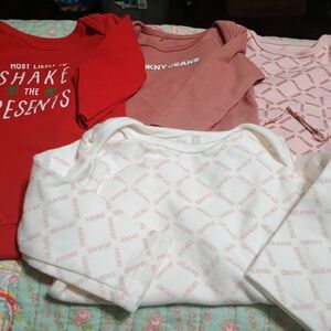 DKNY Baby Onesie Set - Red, Pink, White